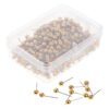 400Pcs Plastic Pin Tack Needle Bulletin Board Push Flag Map Round Travel National Thumb Stick Photo Holder (Golden)