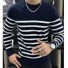 Sb05923805ca44c358088809dfecb12724.jpg Men's Long Sleeved T-shirt with Fashionable Stripes and Round Neck Versatile and Slim Fit Handsome Top