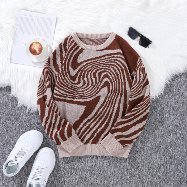 Sb0e1df73852e408fbea7be8d0e913efcz.jpg New Popular Autumn and Winter Maze Jacquard Pattern Pullover Sweater Casual Round Neck Contrast Color Knitted Men's Pullover