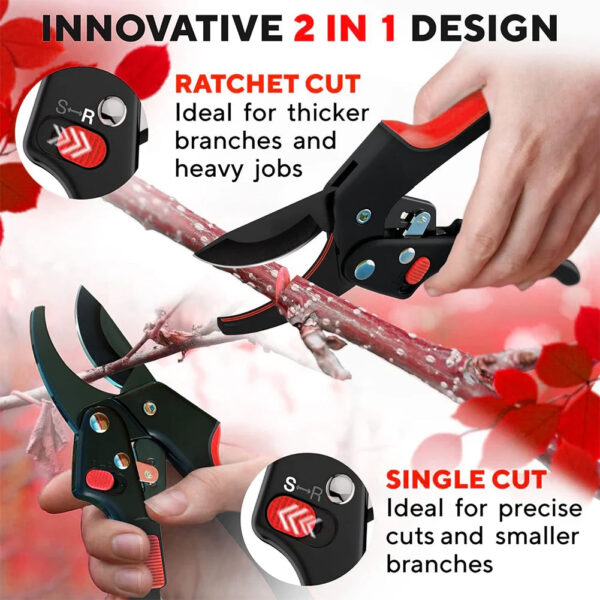 Sb1245ede75904776bf7fd839e8e5ef5ap.jpg Premium Garden Clippers Gardening Tasks 3 Times Easier, Rachet Hand Ideal For Those With Arthritis or Weak Hands, Cut Capacity S
