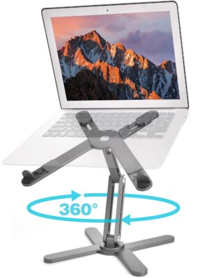 Sb155b5ba28054ca9b216d2b56b2d1d923.jpg Foldable Laptop Stand 360°Rotation Notebook Table Adjustable Aluminum Alloy Holder Portable X Type Bracket for 10-17 inch Laptop