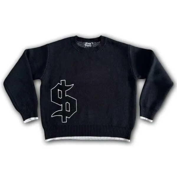 Sb1c9b69a70c54e00ac7607c5fa1be0b6r.jpg European and American embroidered round sweater men's street design jacquard loose sweater Y2K vintage classic street clothing
