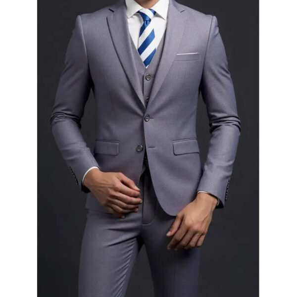 Sb1df2f0f07d54d2fa00582608fc351fb2.jpg Suit (Blazer+ Vest + Trousers) Men's Fashionable Gentleman Business British Style Solid-color Banquet Host Casual Wedding Suit