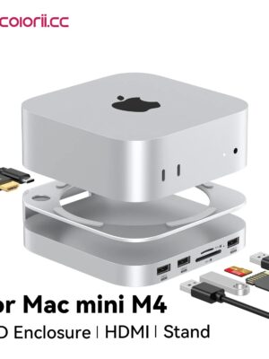 Colorii.CC USB C Hub with M.2 Enclosure Type C Docking Station NVME M.2 SSD Case HDMI 4K@60Hz M4 for Mac Mini M4 Pro