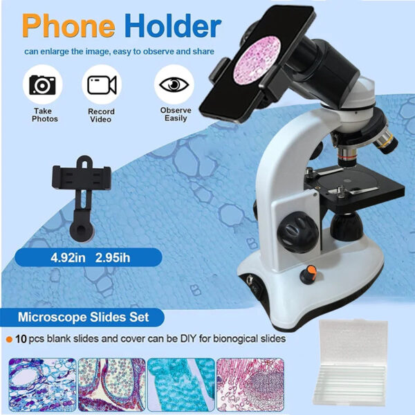 Binocular Compound Microscope for Students,40X-2000X Acrylic Transparent Stage Microscope,Microscope Kit for Adults and Beginner