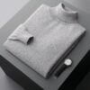 Autumn Winter New Men's 100% Cashmere Sweater Lapel Knitted Pullover Lightweight Warm Long Sleeve Solid Color Tops