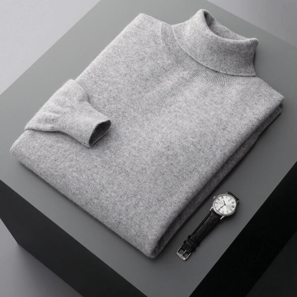 Autumn Winter New Men's 100% Cashmere Sweater Lapel Knitted Pullover Lightweight Warm Long Sleeve Solid Color Tops