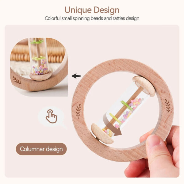 Montessori Rattle Baby Toys Rain Stick Hourglass Rain Music Rattle Baby Educational Toy Colorful Montessori Sensory Toys for Kid