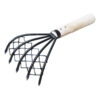 Sturdy Compact Claw Rake with Mesh Net 5-Tine Clamming Claws Long Handled for Shell Clam Digger 15 Inch Hand Rake