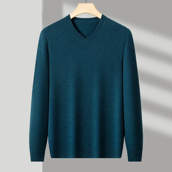 Sb38c27b1f583464f963191019441ca83m.jpg New Sweatwear Men's V Neck Basic Solid Color Sweaters Round Neck Elastic Pullovers Warm Autumn Knitted Oversized Sweater Men