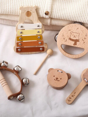 5pc Set Montessori Toys Baby Music Toys Musical Instrument Wooden Educational Toys Baby 0 3 Years Toys Bear Xylophone toys Gifts