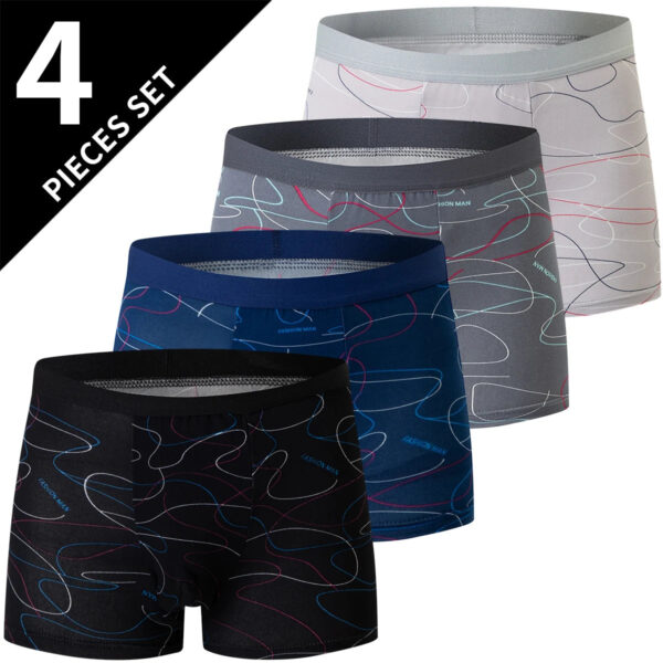 Sb4772e9a266a42f8b89f3e8e8b4019ecV.jpg 4/5Pcs European and American Size MEN'S Printed Fashion Boyshort Comfortable MEN'S Waist plus Size Underwear Sexy Swimming Trunk