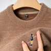 Sb4d37ed35d2b4f75946e3bad89c06c4fD.jpg Premium Luxury 2024 Autumn/Winter Round Neck Solid Color Exquisite Embroidery Men's Sweater Casual Warm Thick Knitted Sweater