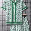 Shirt Set Men's Summer 3D Printed Shirt And Shorts Set Men's And Women's Fashion Casual Fresh Simple Lapel Hawaiian Shirt