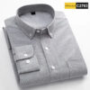 Sb586e557c095469a84201278756d913fE.jpg New in shirt 100%cotton long-sleeve shirts for men fashion Casual plain shirt solid color Oxford single pocket top white clothes