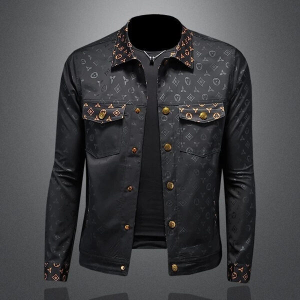 Men's Large Size Dark Flower Jacket Autumn Casual Lapel Slim Fit Handsome Trendy Men's Clothing