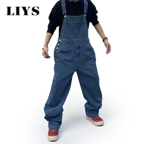 Sb6e5d77919224a86a05b43015d10dfb7W.jpg Overalls for Men Denim Suspenders Simple Baggy Jeans Men's Street Casual Solid Mid Waist Loose Washed Jumpsuits Length Tracksuit