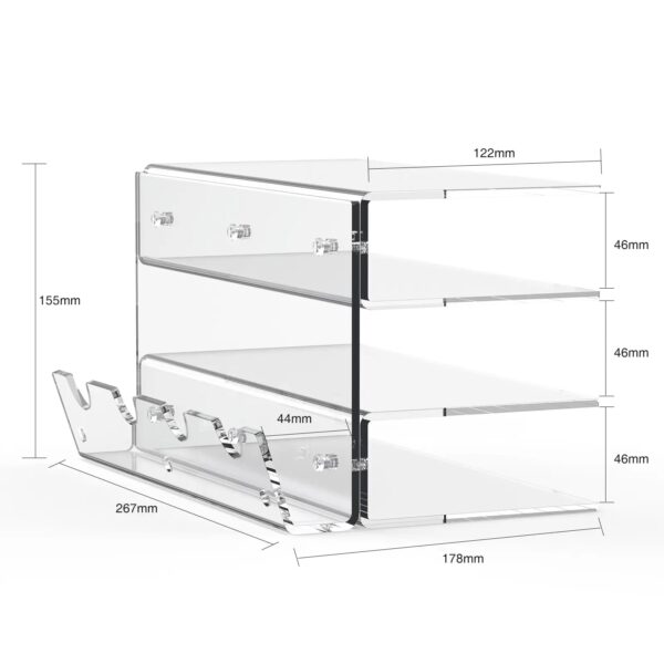Sb73b1cedee544398bd96cdc53307966e9.jpg Keyboard Mouse Desktop Organizer Acrylic 3 Tier Stand Frame Shelf Lightweight Keyboard Storage Tool For Study Room Exhibition