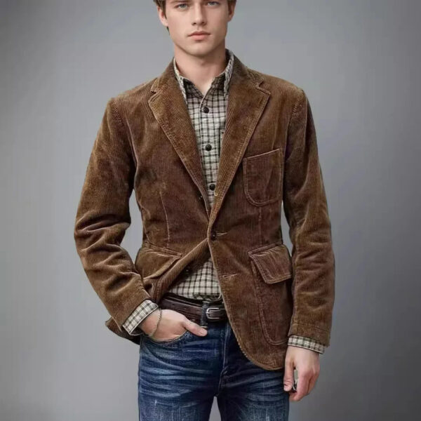 Sb73d5c9477154cc080825d55fd714a36e.jpg European and American Business Men's Casual Outerwear for Spring and Autumn, Fashion Button Slim Fit Corduroy Suit Coat S-XXXL