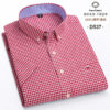 Sb7635ade4a9d442dbd5bc8650cd5013cK.jpg Fashionable Men's Shirt Short Sleeve 100% Cotton Oxford Stripe Plaid Formal Men's Casual Social Shirt Available in Large Sizes