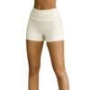 Sb7bb5f4910b049528a1b856b815b57efr.jpg Summer Slim Knit Shorts for Women Solid Color Ribbed Fold Over Waist Skinny Short Pants for Yoga, Daily Wear
