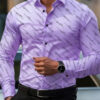 Men's shirt fashion geometric line print long sleeve shirt business office casual slim versatile daily outdoor commuting top