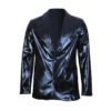 Hot Stamping Glossy Casual Suit for Men Slim Fit 2 Piece Solid Shiny Party Gold Silver Black Suit for Men Blazer Jacket & Pants