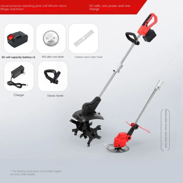Multifunctional Household Lithium Battery Micro-Tiller, Electric Lawn Mower, Weeding Rotary Tiller  Scarifier, Soil Turning Tool