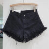 Sb89d474c54114971a38c29346f30947eL.jpg Orange Denim Shorts Women Green Hot Pants 2023 Summer Woman's Clothing All-Match Ins Fashion Wide-Leg Ripped Tassel Shorts