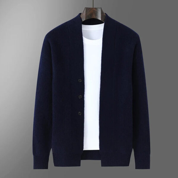 Sb8d2b0cbff8e4c078c65f527db877fa31.jpg 2025 Autumn Winter New Thick Cardigan 100% Pure Wool Men's Versatile Jacket V-Neck Loose Casual Highend Knitted Cashmere Sweater