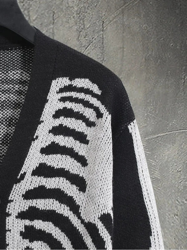 Sb98ab8d7b9f84f34837baf4c2c2890abe.jpg Men's Skeleton Pattern Cardigan Sweaters, Gothic Long Sleeve Unisex Outwear Knitted Coats
