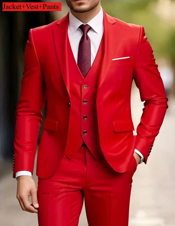 Sba136b0acb354f9387e7fd593cffea6eo.jpg Elegant Men's Suit Sets- Slim Fit Tuxedo Set for Weddings & Formal Occasions, Black Suit