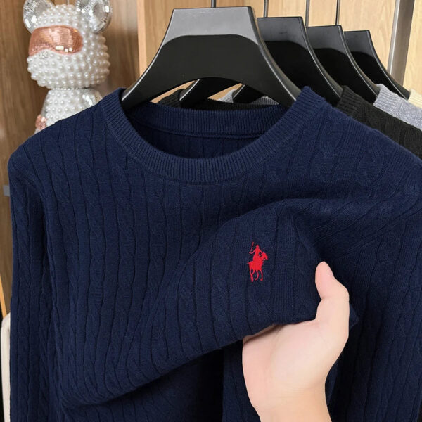 Sba78222d849f4219bba77d1d563b5ddfi.jpg Autumn/Winter 2025 Anti Pilling Sweater Embroidered Fried Dough Twists Solid Long Sleeve Knitwear Men's Undercoat