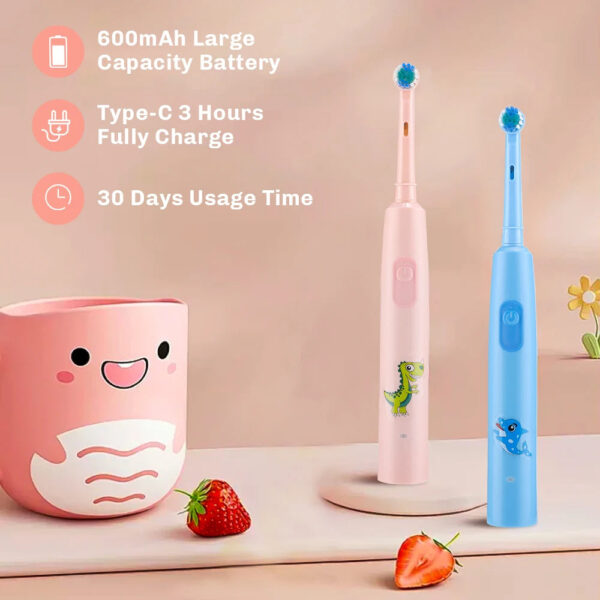 Sbaaff37e681d4e96af63f0681e11d3a0Z.jpg Rotating Electric Toothbrush Children Teeth Cleaning with Replacement Head Ultrasonic Waterproof Rechargeable Sonic Toothbrush