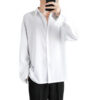 Sbb05121199f945f1964aa205ea33b61co.jpg Shirt Men Solid Long sleeved Shirt For Men Korean Fashion Shirts Comfortable Blouses Casual Loose Classic Single Breasted Shirt