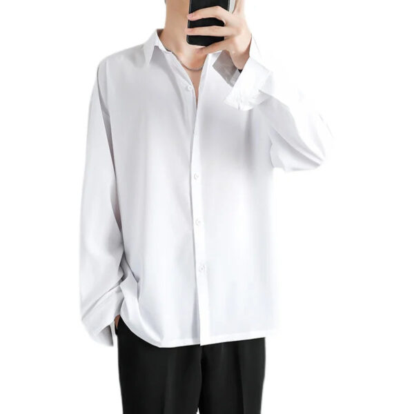 Sbb05121199f945f1964aa205ea33b61co.jpg Shirt Men Solid Long sleeved Shirt For Men Korean Fashion Shirts Comfortable Blouses Casual Loose Classic Single Breasted Shirt