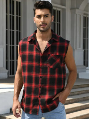 Sbb589a6050b9468197d801a6848f39fc9.jpg Men's Summer Fashion Casual Plaid Print Sleeveless T Shirt Vest Buckle Sanding 2023 Korean Style Mens Tank Tops Beach Vest
