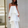 Sbb990bc96a5d40ecbcdcae6afdf84b5cA.jpg Clacive Summer Loose White Women's Dress 2025 Fashion Strap Sleeveless Ankle Length Dresses Elegant Classic Pleated Female Dress