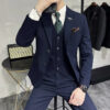 Sbc8974f089154a0cb8c00b9b07bf13018.jpg ( Jacket + Vest + Pants ) High-end Brand Boutique Fashion Solid Color Mens Casual Business Suit 3Piece Set Groom Wedding Dress