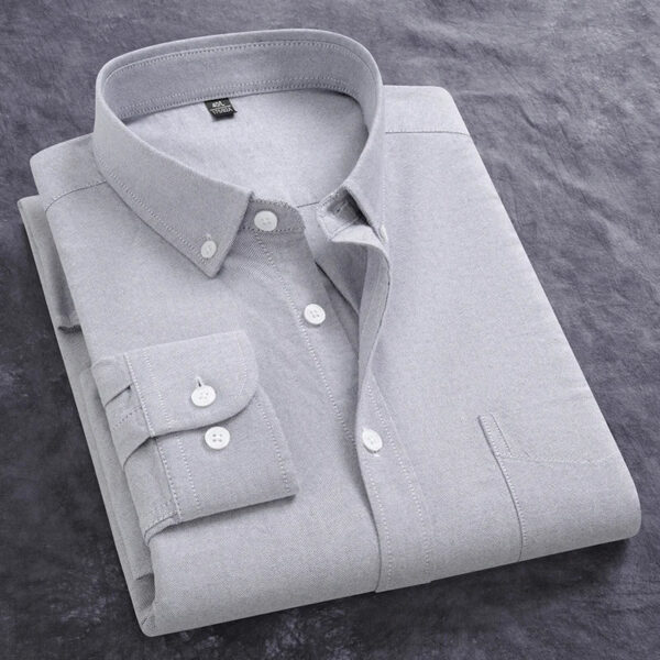 Sbca88041e1cb433f8a402abb187d63333.jpg Classic Men's Dress Shirt Spring Long Sleeve 100% Pure Cotton Solid Color Oxford Striped Soft Business Regular Fit Social Blouse