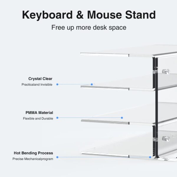 Sbd077dfa0d0b40d6b3e5dc5b363adb8eQ.jpg Keyboard Mouse Desktop Organizer Acrylic 3 Tier Stand Frame Shelf Lightweight Keyboard Storage Tool For Study Room Exhibition