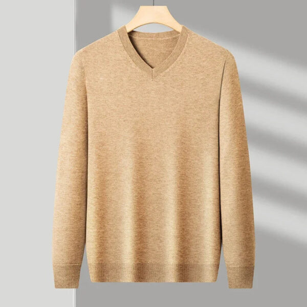 Sbd080dffea254a439c1d45bc9949d26bP.jpg New Sweatwear Men's V Neck Basic Solid Color Sweaters Round Neck Elastic Pullovers Warm Autumn Knitted Oversized Sweater Men