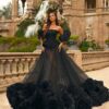 Sbd99352286d045e68cbb11dc4aaeab0fz.jpg Amazing Luxury See Thru Floral Formal Dresses Gothic Wedding Gowns Long 3D Flower Women Dresses With Detachable Sleeves