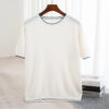 Sbd9ffea3fb45425b8f6822fe7ec15310S.jpg 2025 Spring/Summer New Fashion O-Neck Knit Short Sleeve Spliced Business Casual T-Shirts Men's Clothing Loose Tops England Tees