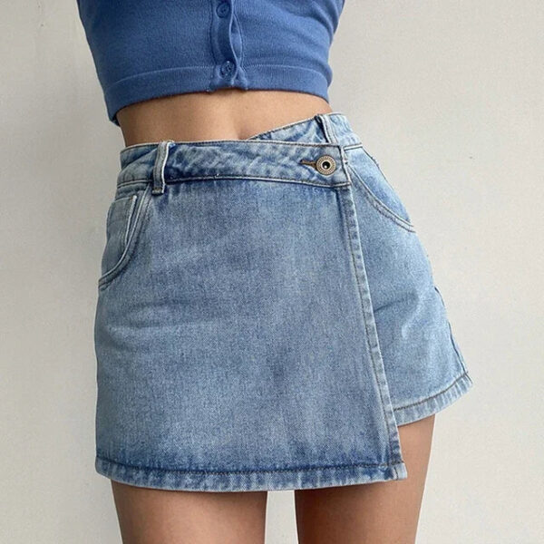 Sbdf0d563962b47fda25796f5eed11f16b.jpg Fashion A-Line Denim Shorts for Women Summer High Waist Skirt Pants Woman Slim Streetwear Jeans Blue Shorts Female