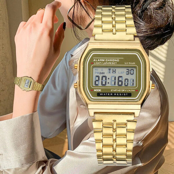 Sbe204e6ec11745918501bbac29dd282fh.jpg Elegant Digital Watch For Women Gold Silver Stainless Steel Business Ladies Electronic Wrist Watches Man Clock Zegarek Damski