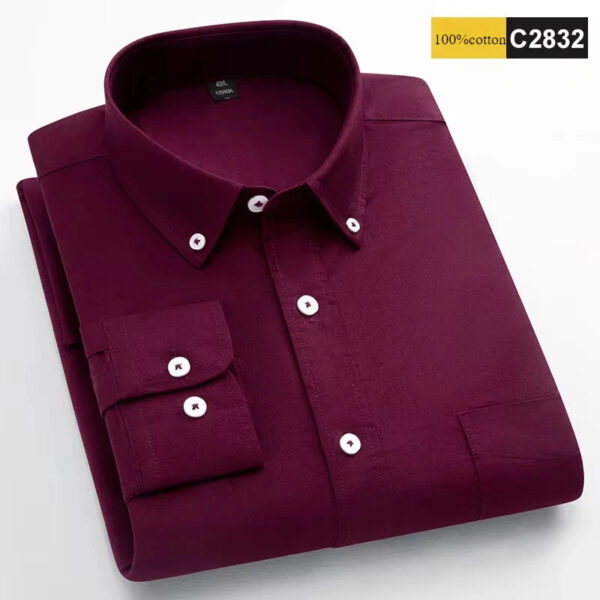 Sbe3bcbb68bfe42f6966d0d24f8265b15S.jpg New in shirt 100%cotton long-sleeve shirts for men fashion Casual plain shirt solid color Oxford single pocket top white clothes