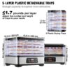 SucceBuy 5 Tray Food Dehydrator Machine 300W Stainless Steel Electric Food Dryer w/ Digital Adjustable Timer & Temperature