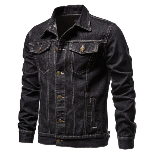 Sbeb441b2882e4d2698ce0b0b018aefafz.jpg 2025 Autumn Men Solid Denim Jackets Fashion Motorcycle Vintage Jeans Jackets Hommes Slim Fit Cotton Casual Black Blue Coats