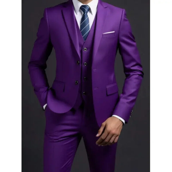 Sbec3b9da925d4d3b9eadf5ea14dc988df.jpg Suit (Blazer+ Vest + Trousers) Men's Fashionable Gentleman Business British Style Solid-color Banquet Host Casual Wedding Suit